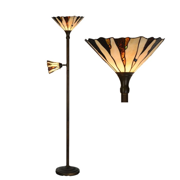 Floor lamp Tiffany Ø 38x178 cm E27/max 1x60W E14/max 1x15W - pcs