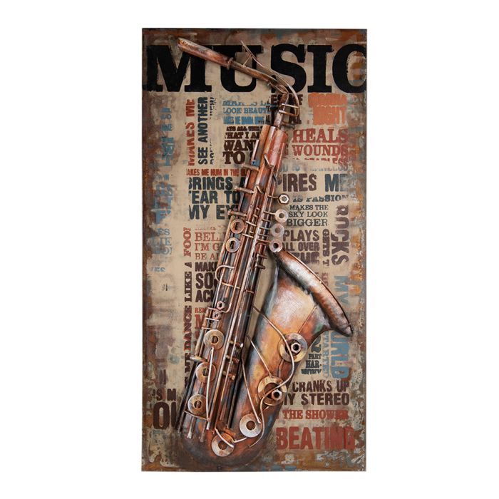 Wanddecoratie saxofoon 100x6x50 cm - pcs     