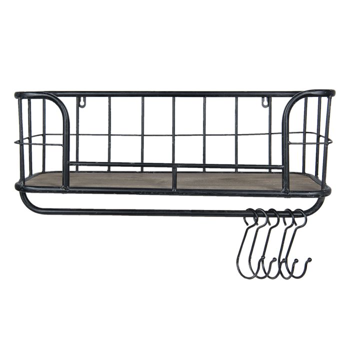 Wall rack iron and wood 60x21x24 cm - pcs