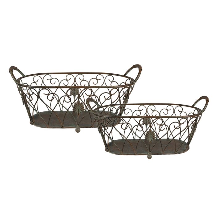 Iron basket (2) 60x30x26 / 49x23x22 cm - set (2) 