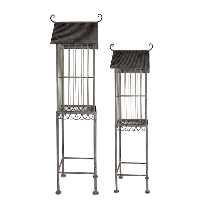 Decoration birdcage (2) 35x26x117 / 27x21x99 cm - set (2)