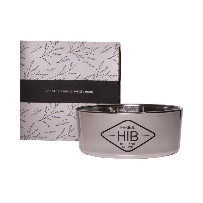 Hib Wild Roses Conical Scented Candle silver H6 D15