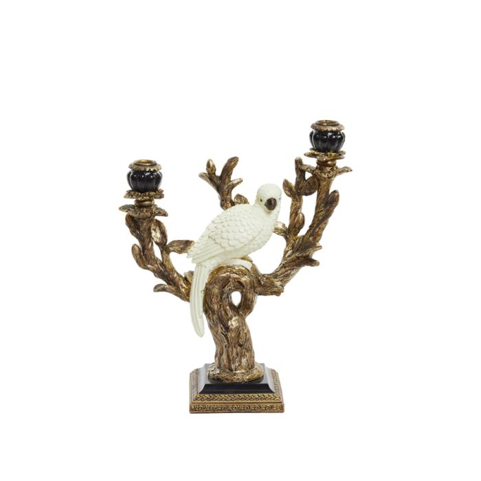 Candle stick 2L 29x12x35,5 cm NYASA antiq bronze-black-cream