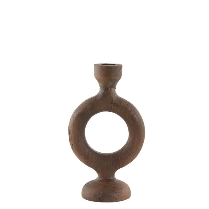 Candle stick 18x11x32 cm ADRITA wood matt russet