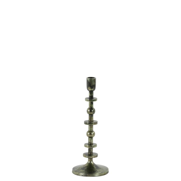 Candle stick Ø12x31 cm YAIRA nickel green antique