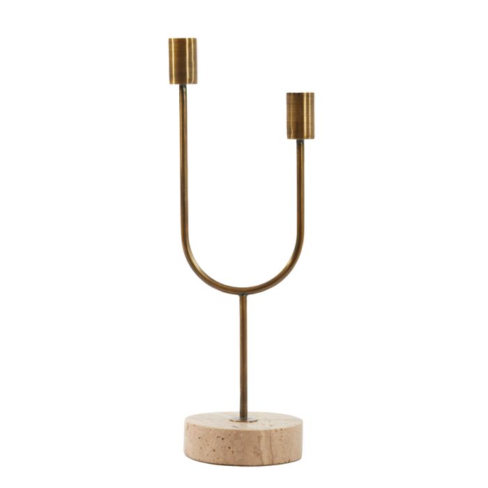 Candle stick 2L 12x10x35 cm FLORIKE antiq brz+brown travert