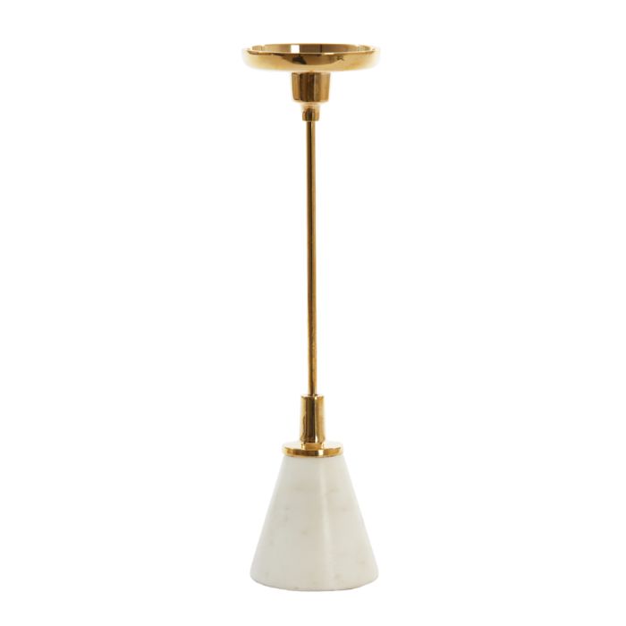 Candle stick Ø8,5x33 cm JOLIAN marble white+shiny gold