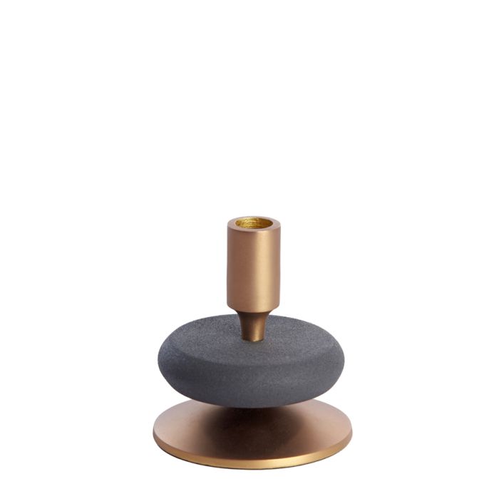 Candle stick Ø11x12 cm VELOUS brown-bronze+matt black