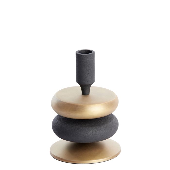 Candle stick Ø11x16 cm VELOUS antique bronze+matt black