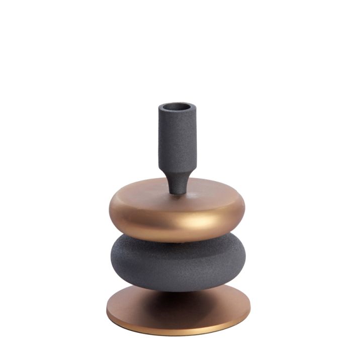 Candle stick Ø11x16 cm VELOUS brown-bronze+matt black