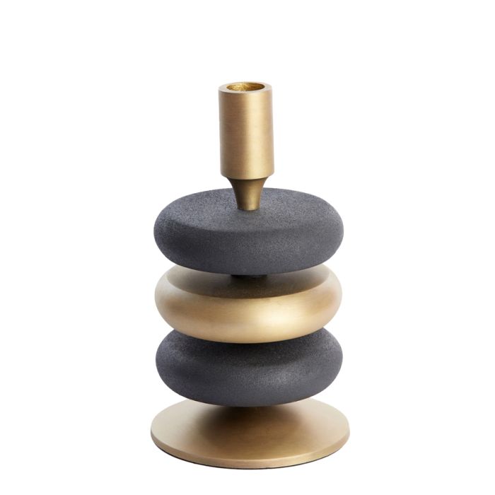 Candle stick Ø11x20 cm VELOUS antique bronze+matt black