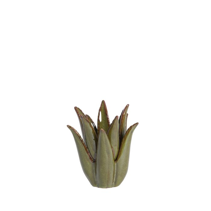 Candle stick Ø11,5x11,5 cm CACTUS ceramics dark green