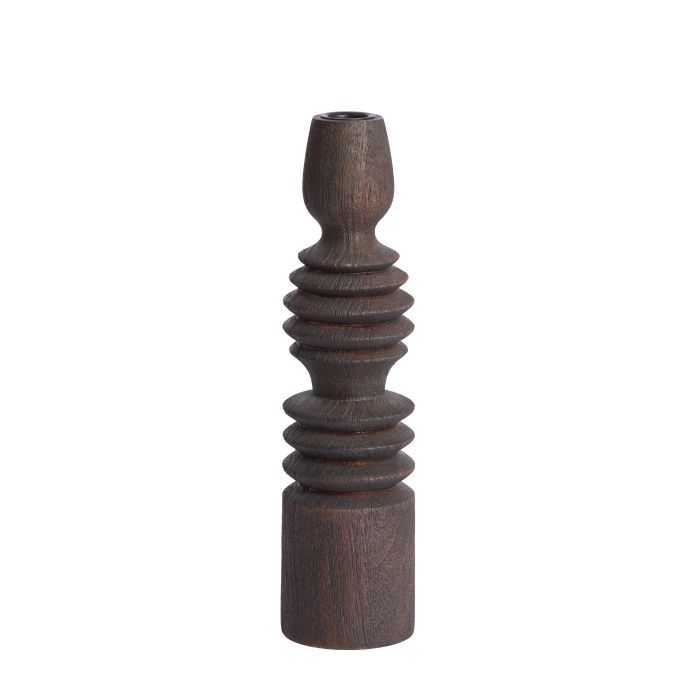 Candle stick Ø7,5x28 cm AFIFE wood matt dark brown