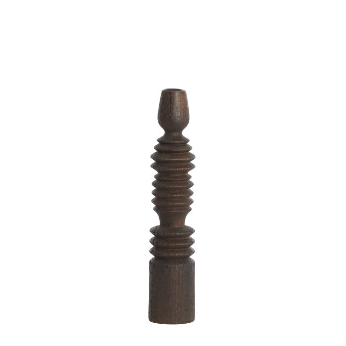 Candle stick Ø7,5x36 cm AFIFE wood matt dark brown