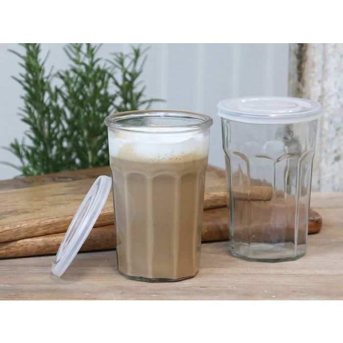 French Latte glass w. grooves