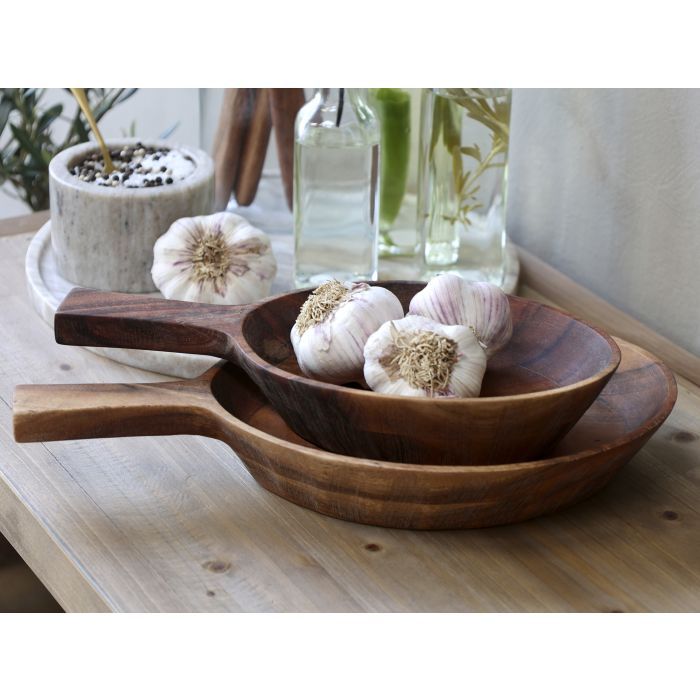 Laon tray w. handle acacia wood