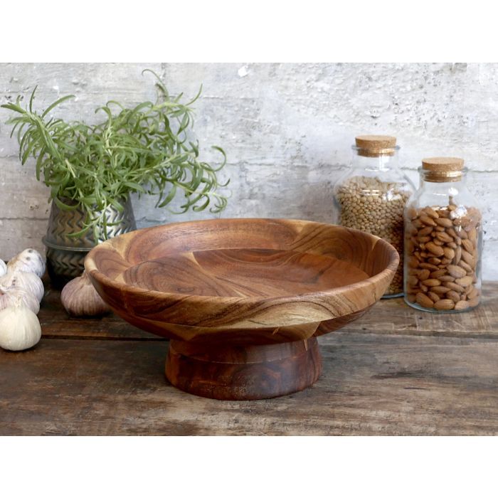 Laon Bowl on foot acacia wood