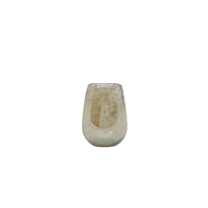 Tealight Ø9x11,5 cm JEVARGI glass stone finish amber