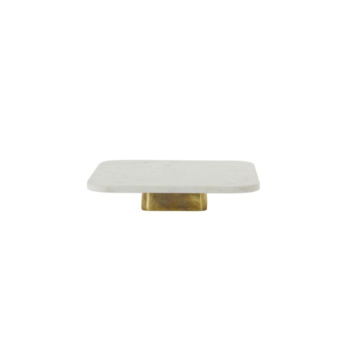 Dish on base 33x33x6,5 cm LABADE marble white-antique bronze