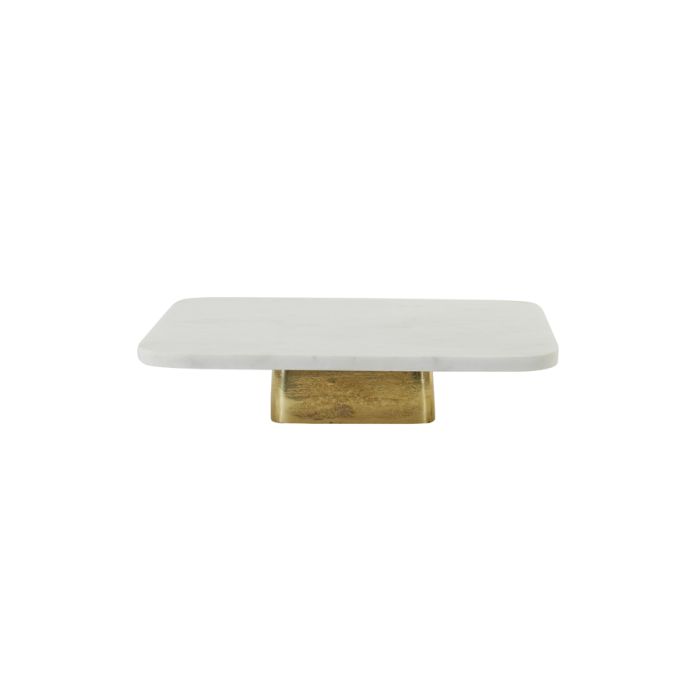 Dish on base 40x40x8,5 cm LABADE marble white-antique bronze