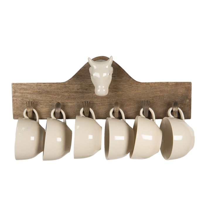 Wall rack with 6 mugs 48x9x17 cm - set