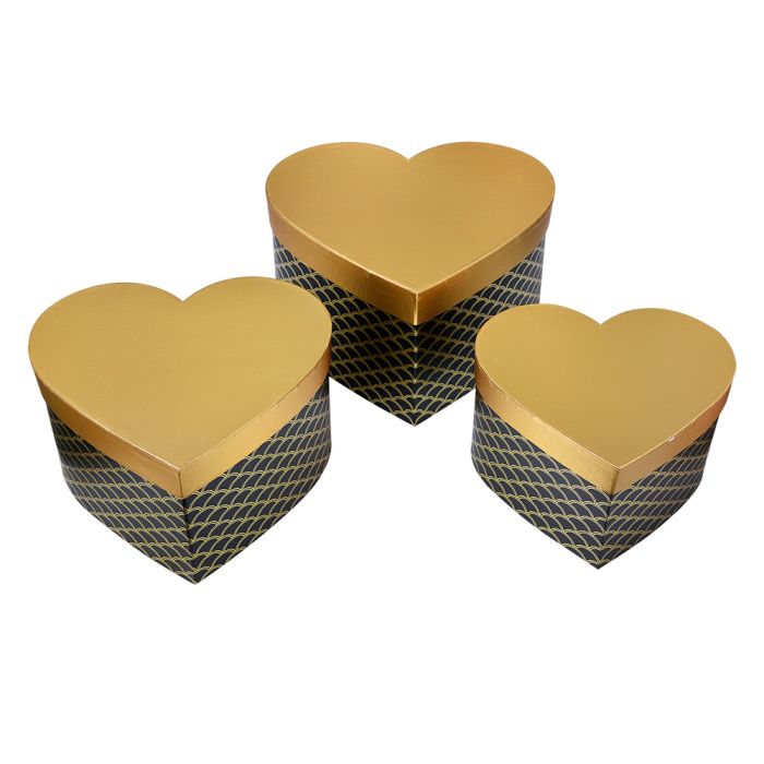 Storage box heart (3) 27x24x15 / 24x21x14 / 21x19x12 cm - set (3)