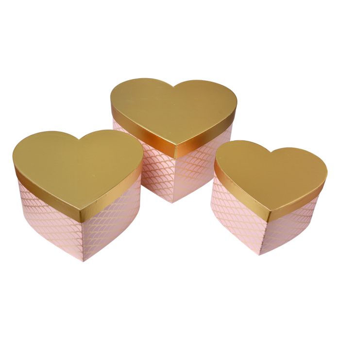 Storage box heart (3) 27x24x15 / 24x21x14 / 21x19x12 cm - set (3)