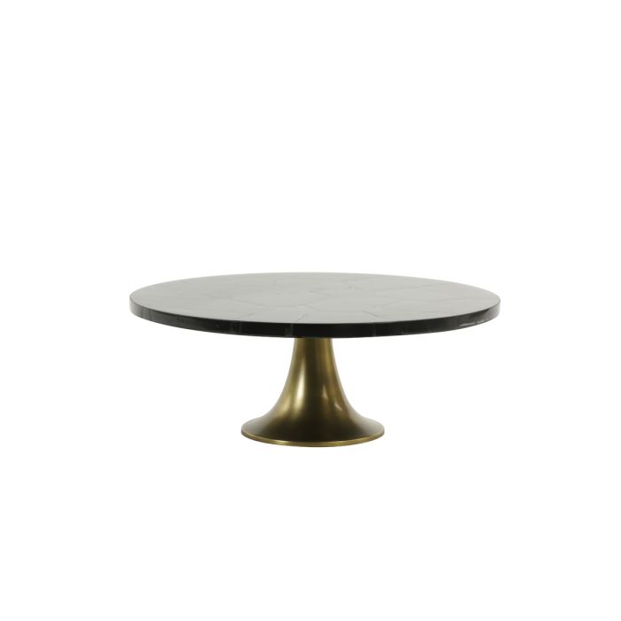 Dish on base Ø40x15 cm LAYO black agate+ant. bronze