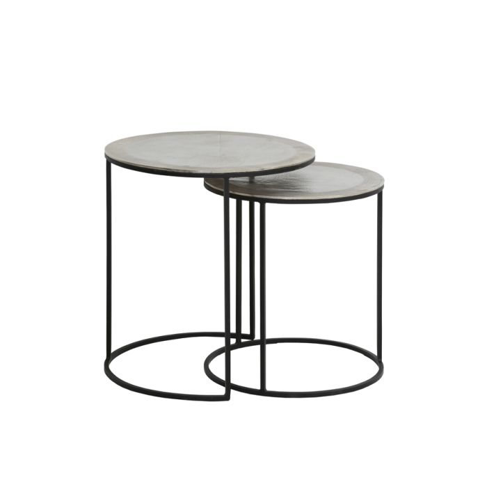 Side table S/2 Ø41x46+Ø49x52 cm TALCA raw nickel