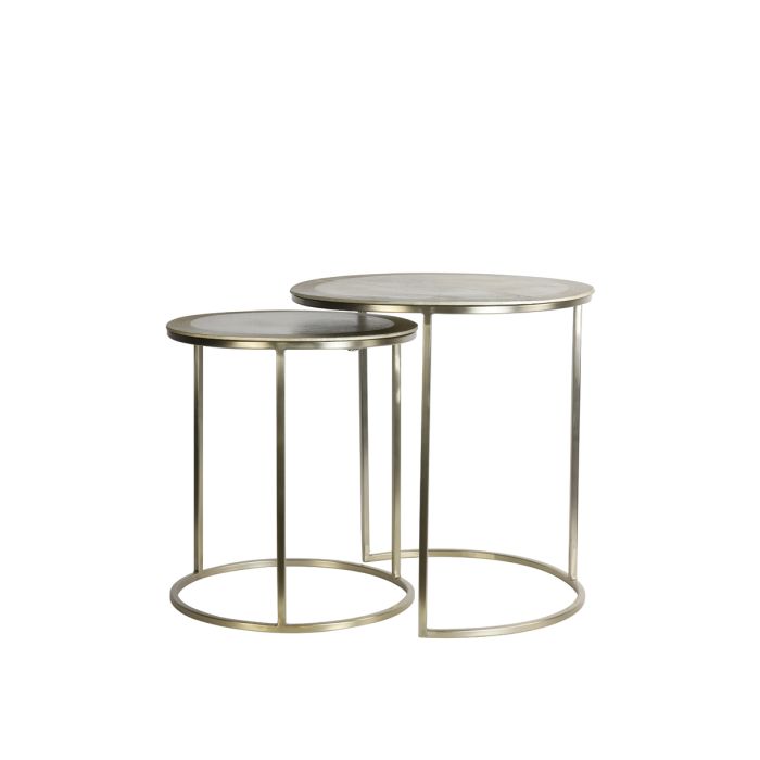 Side table S/2 Ø40x45+Ø50x52 cm TALCA light gold