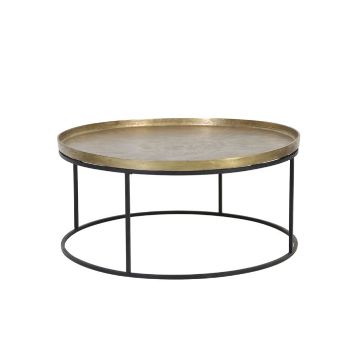 Coffee table Ø88x40,5 cm SERENA raw antiq bronze+matt black