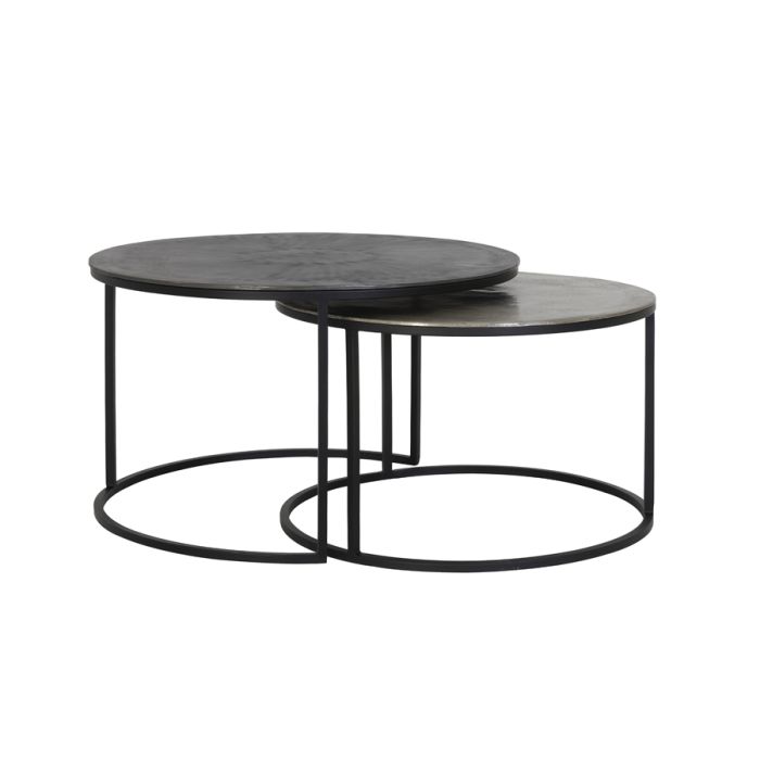 Coffee table S/2 Ø67,5x39,5+Ø75x45 cm TALCA rw lead+ant lead