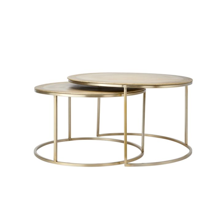 Coffee table S/2 Ø65x39+Ø75x45 cm TALCA light gold