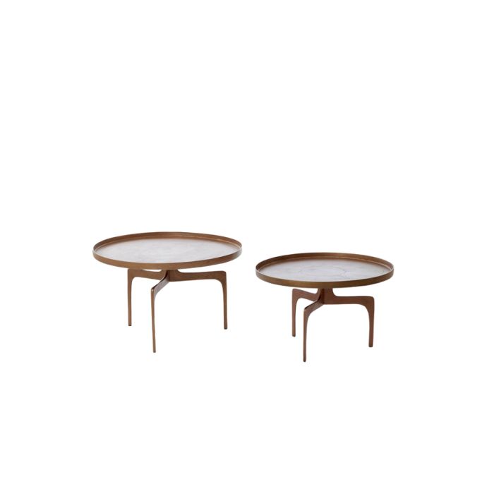 Coffee table S/2 Ø64x39+Ø75x44 cm PANO brown bronze