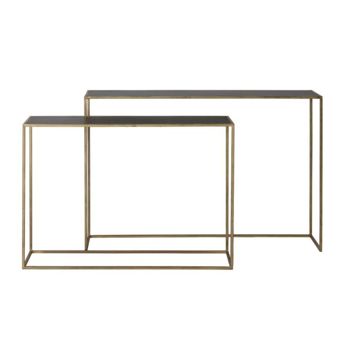 Console S/2 100x25x70+120x25x80 cm BOCA m.black wash-gold