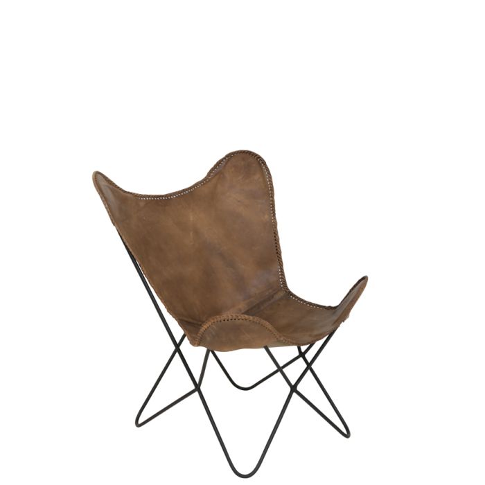 Chair 72x72x84 cm BUTTERFLY leather brown