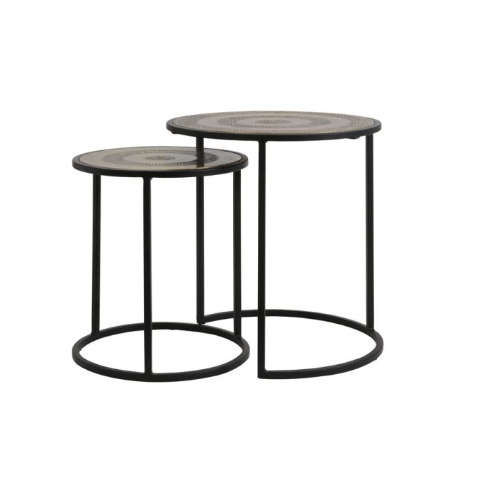 Side table S/2 max Ø50x52 cm KOME ant.bronze hamm-matt black