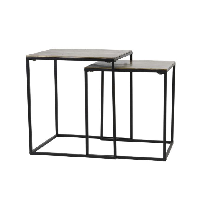 Side table S/2 40x40x45+44,5x44,5x50,5 cm BANOS antique brnz