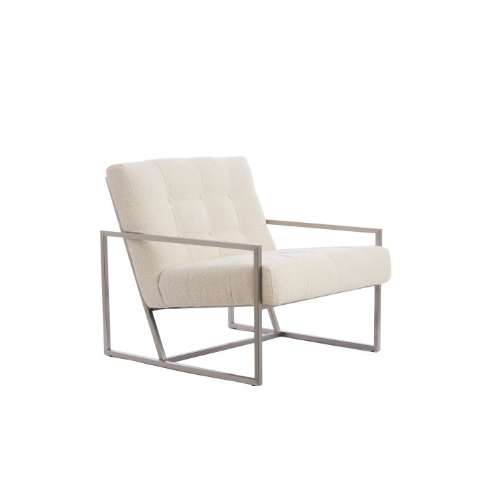 Chair 81x71x70 cm GENEVE bouclé cream+nickel