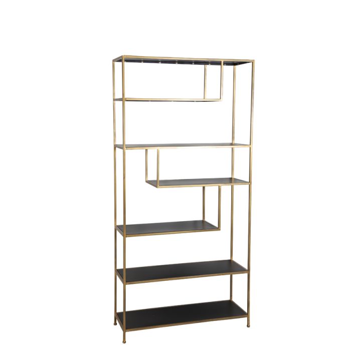 Cabinet open 100x35x203 cm YLAYA matt black-gold