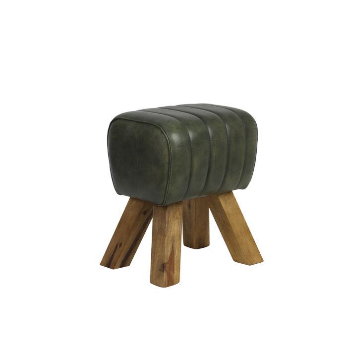 Stool 40x31x46 cm RAMY leather green