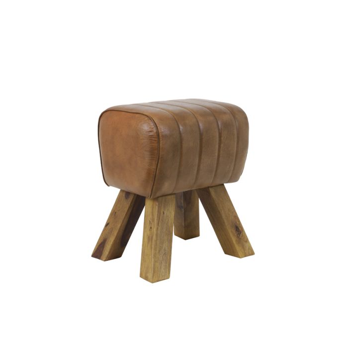 Stool 40x31x46 cm RAMY leather brown