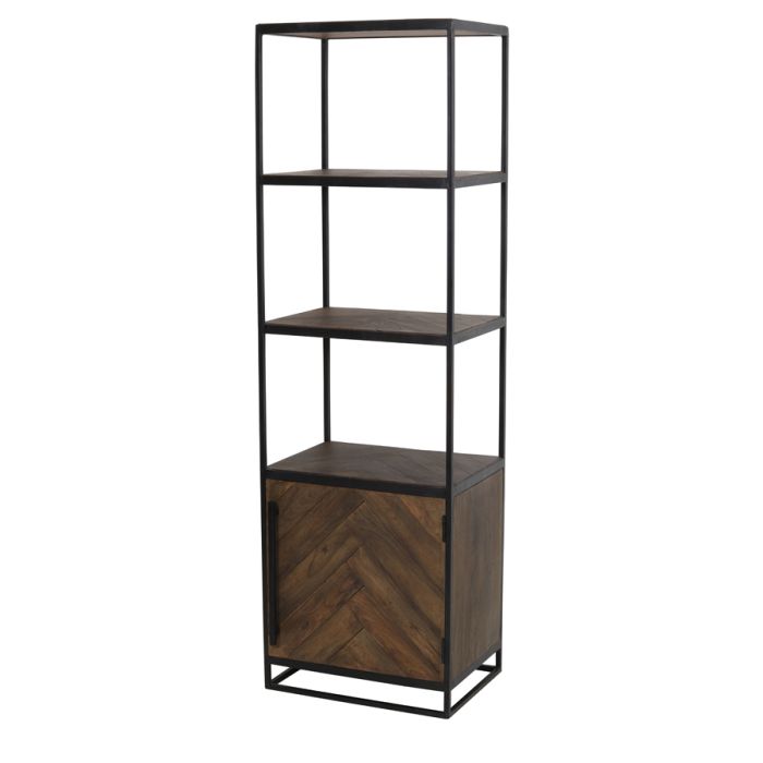Cabinet half open 55x40x180 cm CHISA wood brown-black