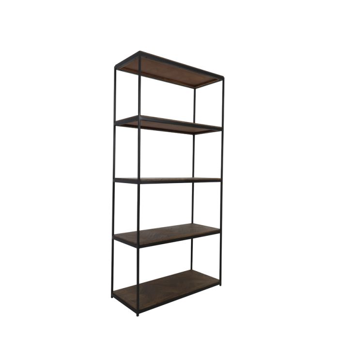 Cabinet open 97x42x202 cm CHISA wood brown-black