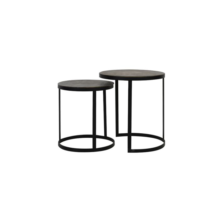 Side table S/2 Ø41x46+Ø49x52 cm TRELO antique bronze-black