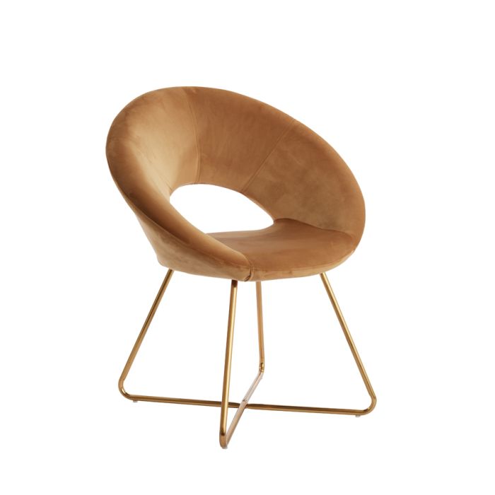 Chair 72x57x85 cm CHARLIE velvet caramel+gold