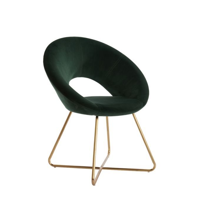 Chair 72x57x85 cm CHARLIE velvet dark green+gold