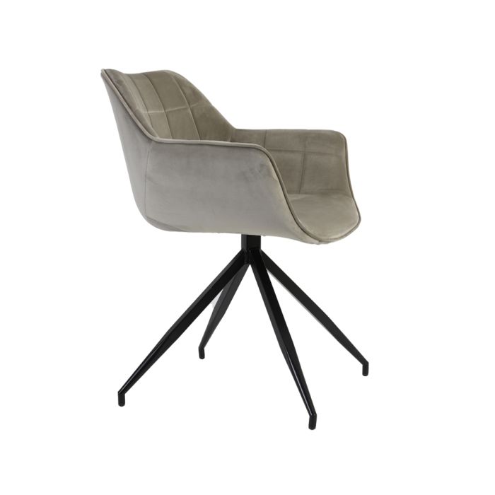 Dining chair 62x52x81 cm JAIMY velvet light grey+black
