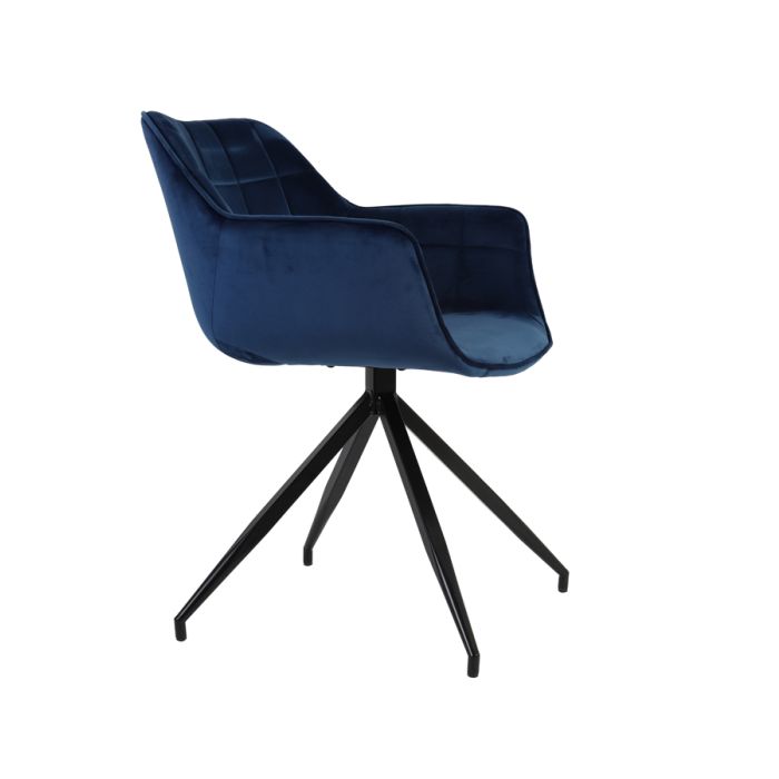 Dining chair 62x52x81 cm JAIMY velvet blue+black