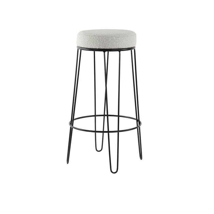 Bar stool Ø41x73 cm ALICE bouclé cream-black